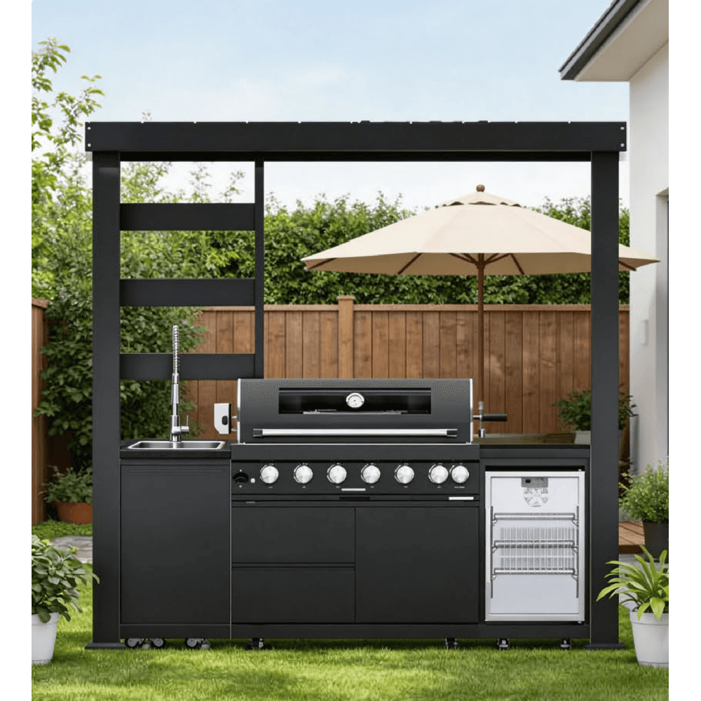 ROYO ROYO BBQ Kitchen with Pergola Canopy (black) RSP2611B