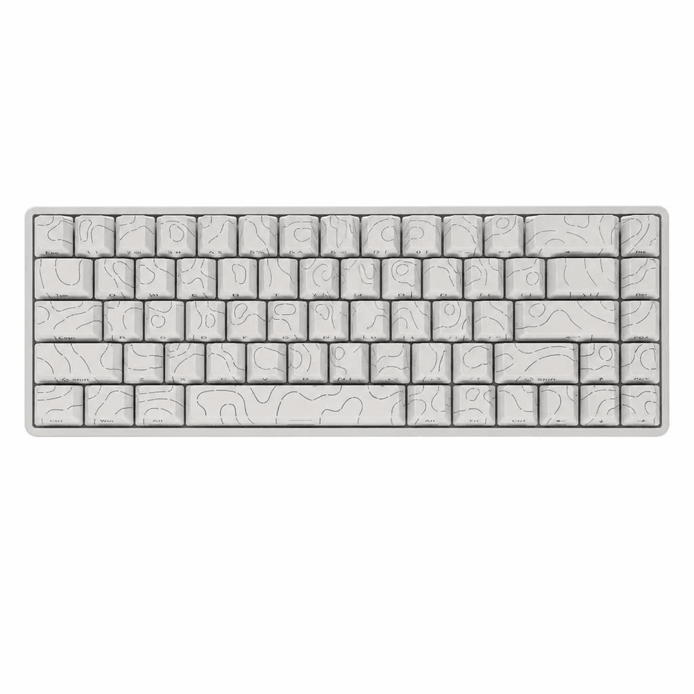 SOTRUST S68 Hall Effect Magnetic Switch Gaming Keyboard — White + Topographic